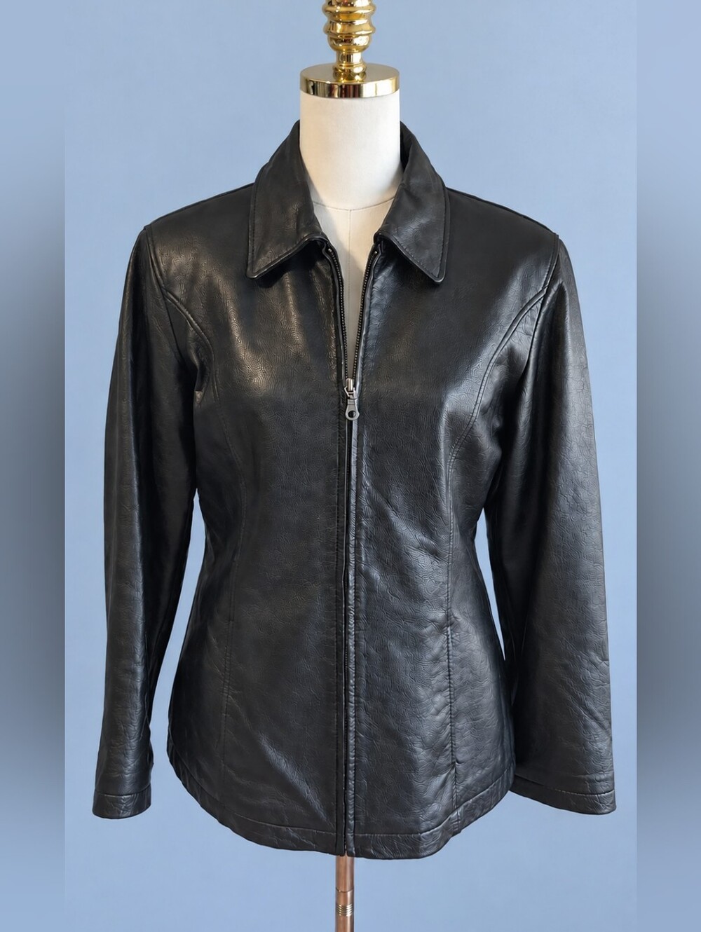 Outbrook Black Genuine Leather Zip Front Jacket Women’s Small
